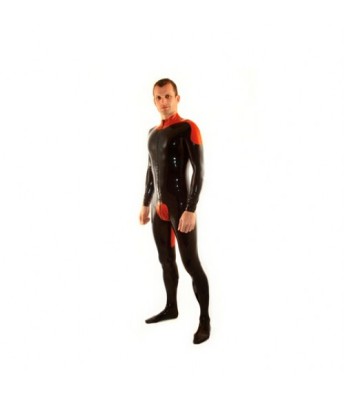 Sexy Red Black Men's Latex Catsuit