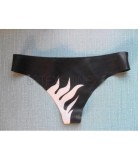 Black Womens Sexy Latex Underwear With Flamelike Print