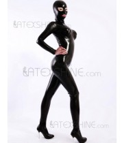 Full body Bodysuit Black Open Eyes and Mouth Women's Latex Catsuit