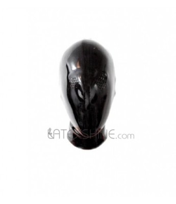 Full Face Sexy Black Latex Hood with Small Holes on Eyes
