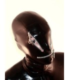 Natural Latex Hood with Openable Zippers on Eyes and Mouth