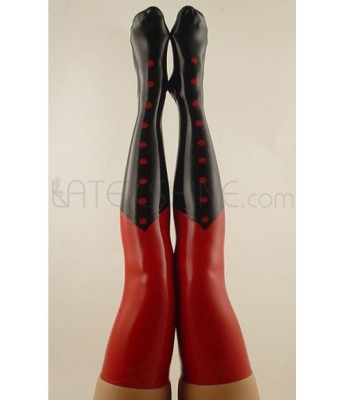 Classic Black Red Natural Latex Stockings