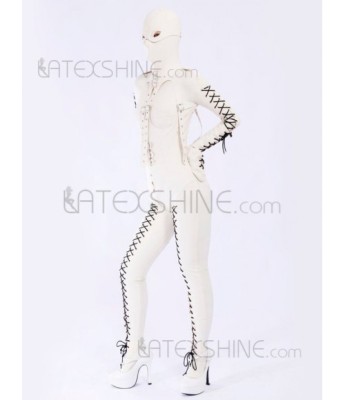 Stylish White Unisex Bodysuit Latex Catsuit