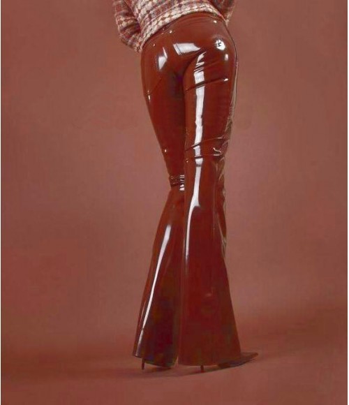 Cheap Wine Red Sexy Women's Latex Flares