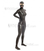 Sexy Full Body Black Women's Latex Catsuit Open Mouth and Eyes