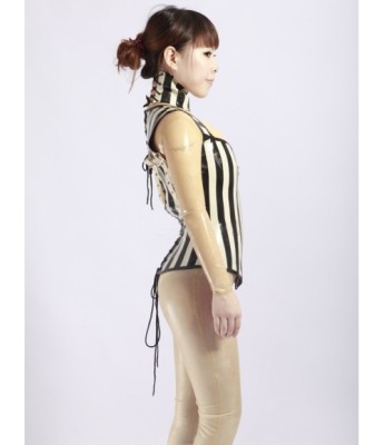 Sexy Latex Corset with Black Stripes