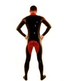 Sexy Red Black Men's Latex Catsuit
