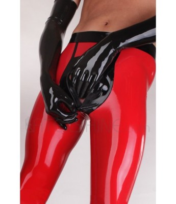 Sexy Red Black Unisex Latex Leggings