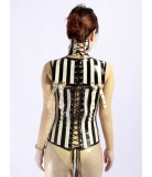 Sexy Latex Corset with Black Stripes