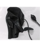 Asphyxia Hood Inflatable Plug Head Mask Black Latex Garment Caps