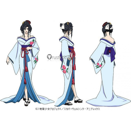 Hell Girl Jigoku Shoujo Girl from Hell Hone Onna Blue Kimono Cosplay Costume 1