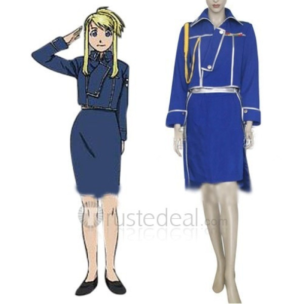 FullMetal Alchemist Winry Rockbell Military Blue Uniform Cosplay Costume