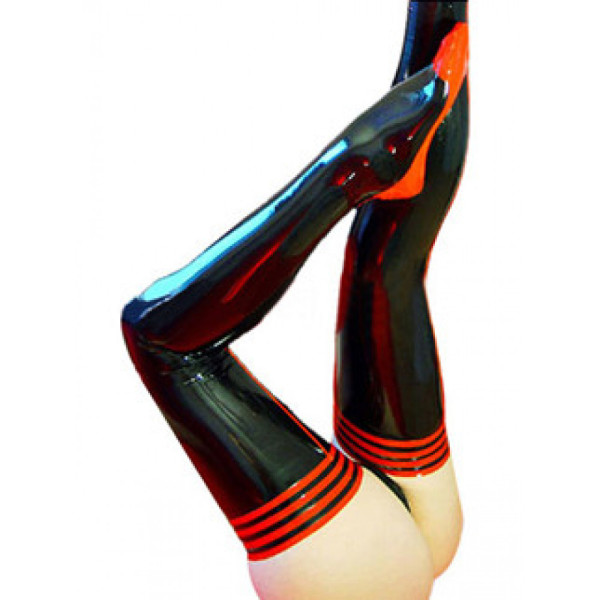 Stylish Black Red Natural Latex Stockings