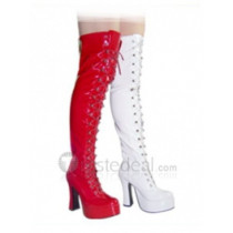 Patent Leather Upper High Heel Knee-Length Closed-toes Platform Sexy Boots(12001)