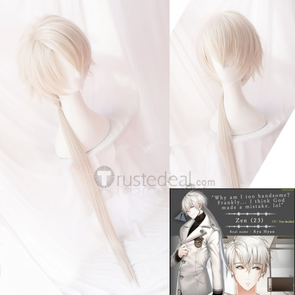 Mystic Messenger ZEN Long Ivory White Cosplay Wig