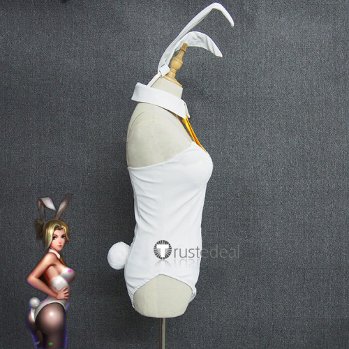 Overwatch Mercy Bunny White Suit Cosplay Costume