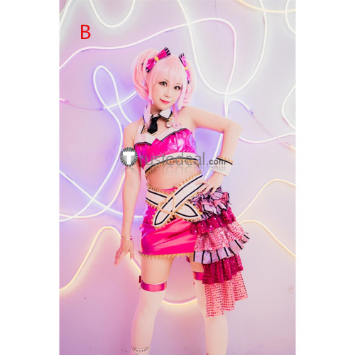 The Idolmaster Cinderella Girls Mika Jougasaki Purple Pink Cosplay Costume