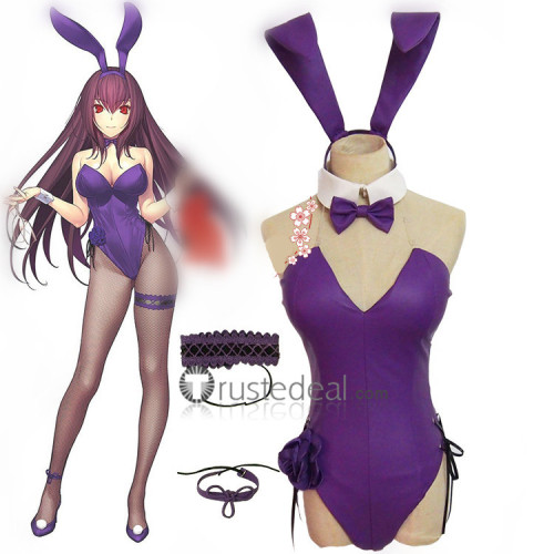 Fate Grand Order Scathach Lancer Purple Bunny Suit Cosplay Costume