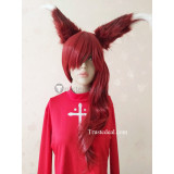 League of Legends Xayah Wine Red Cosplay Wig Ears