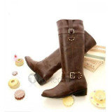 Top quality soft leather upper gauze inside rubber sole knee boots(JYs8)