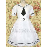 Cotton White Tie Short Sleeves Lolita Dress(CX143)