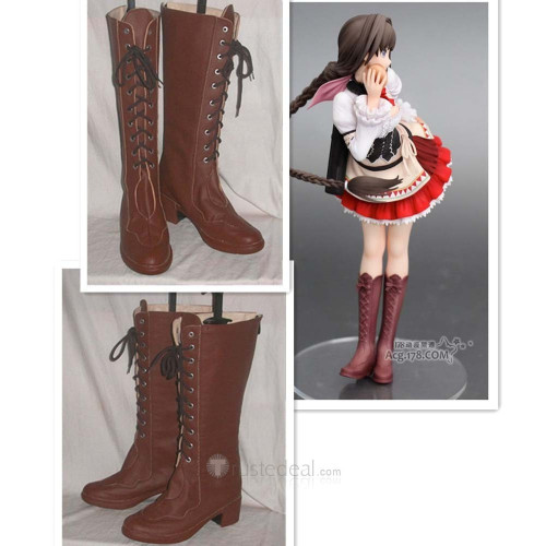Shining Hearts Neris Brown Cosplay Boots Shoes