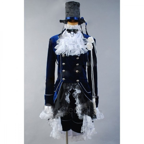 Black Butler Ciel Phantomhive Navy Blue Velvet Cosplay Costume