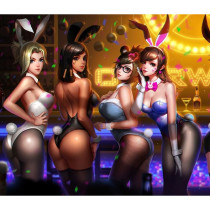 Overwatch Tracer Mercy Widowmaker Mei Pharah Bunny Suit Cosplay Costumes