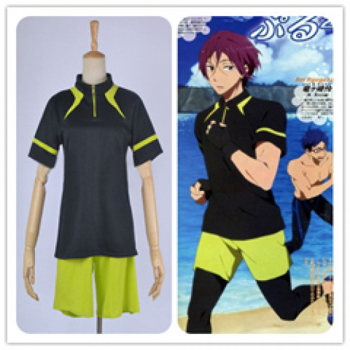 Free Iwatobi Swim Club Rin Matsuoka Running Wear Sports Jersey Cosplay Costume