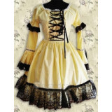 Cotton Yellow With Black Voile Lace Lolita Dress(CX469)