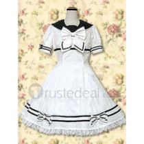 Cotton White Lace Bow Loltia Dress(CX734)