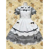 Cotton Shepherd Check Bow Lolita Dress(CX697)