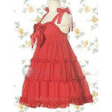 Cotton Red Bow Brace Lolita Dress(CX613)