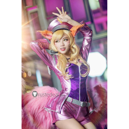 League of Legends Popstar Ahri Stylish Pink Silver Cosplay Costumes