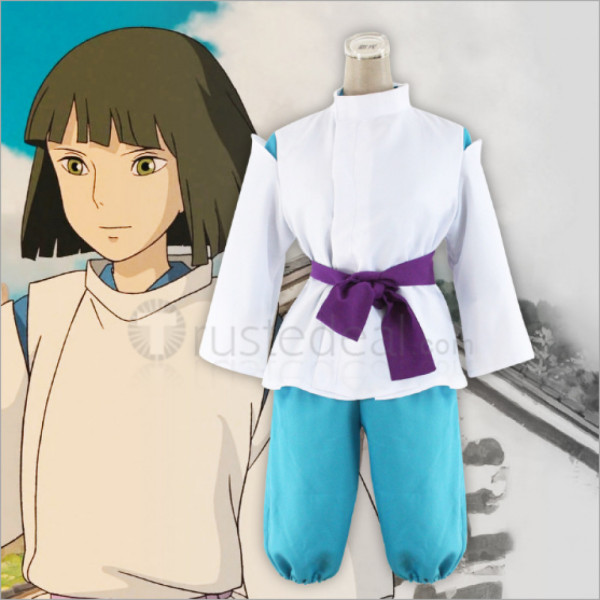 Spirited Away Haku White Blue Cosplay Costume