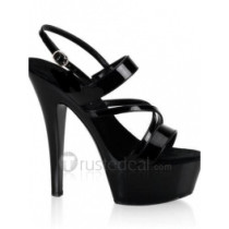 Slick-Surfaced Leather Upper High Heel Open-toes Platform Sexy Sandals(99-82)