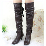 Top quality patent leather corduroy inside with side zipper knee boots(1041)