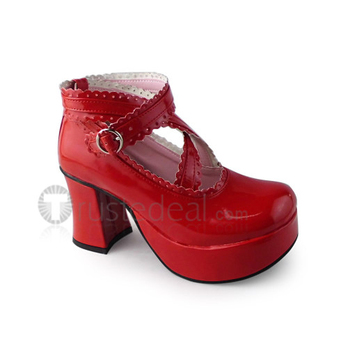 Square Hee Red Sweet Lolita Shoes