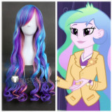 My Little Pony Friendship Is Magic Princess Celestia Queen Celestia Purple Pink Blue Curly Cosplay Wigs