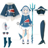 Vtuber Gawr Gura Shark Blue Hoodie Cosplay Costume 2