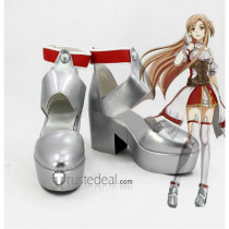 Sword Art Online SAO Hollow Realization Yuuki Asuna Silver Cosplay Shoes Boots