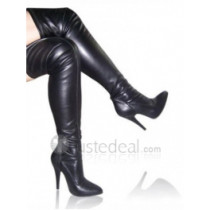 Patent Leather Upper High Heel Thigh-Length Closed-toes Sexy Boots(12750)