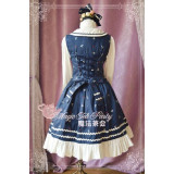 Magic Tea Party Elegant Sleeveless Blue White Lolita Dress