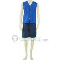 One Piece Monkey D Luffy Blue Cosplay Waistcoat Costume