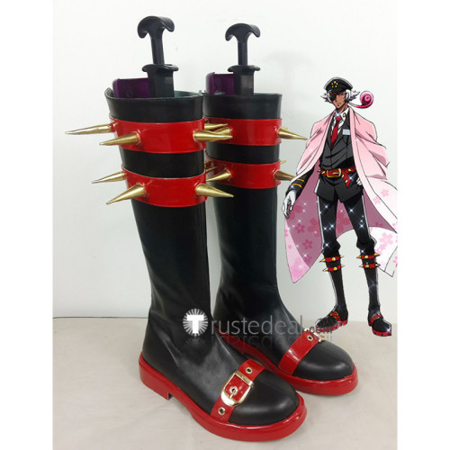 Nanbaka Kenshirou Yozakura Black Red Cosplay Boots Shoes