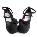 Sweet Black Pleather Bows Lolita Shoes