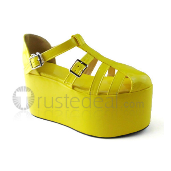 Glossy Yellow High Platform Lolita Sandals