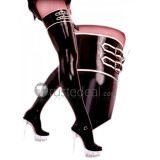Black Natural Latex Stockings with Buckles