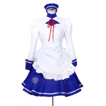 Haruhi Suzumiya Maid White Blue Cosplay Costume