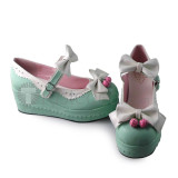 Double Straps Bow Glossy Lolita Shoes
